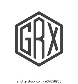 three-letter initials hexagon logo black