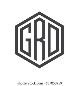 three-letter initials hexagon logo black