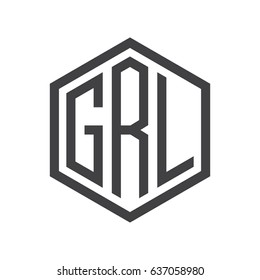 three-letter initials hexagon logo black