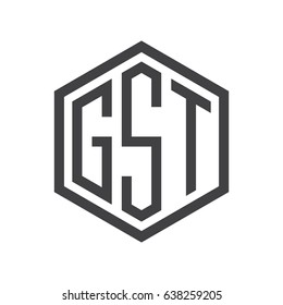 three-letter initials hexagon logo black