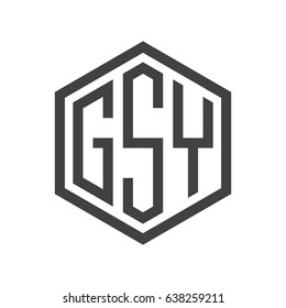 three-letter initials hexagon logo black