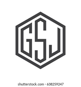 three-letter initials hexagon logo black
