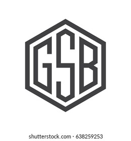 three-letter initials hexagon logo black