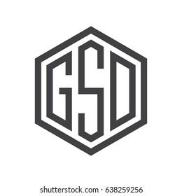 three-letter initials hexagon logo black