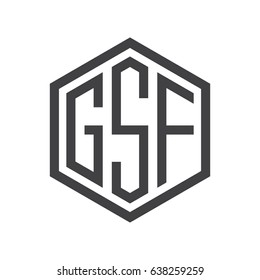 three-letter initials hexagon logo black