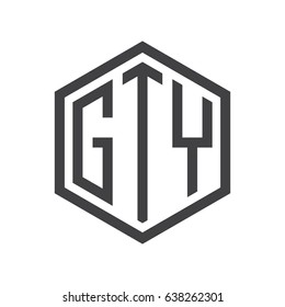 three-letter initials hexagon logo black