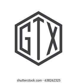 three-letter initials hexagon logo black