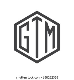 three-letter initials hexagon logo black