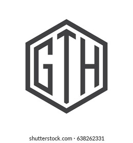three-letter initials hexagon logo black