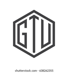 three-letter initials hexagon logo black