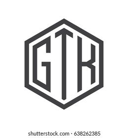 three-letter initials hexagon logo black