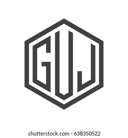 three-letter initials hexagon logo black