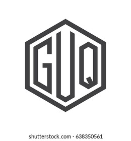 three-letter initials hexagon logo black