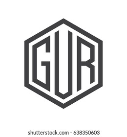 three-letter initials hexagon logo black