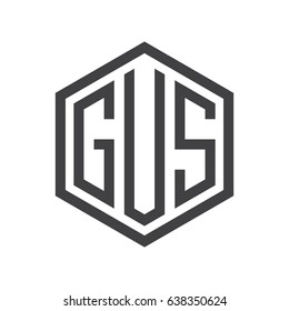 three-letter initials hexagon logo black