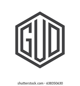 three-letter initials hexagon logo black