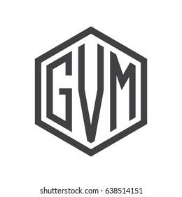 three-letter initials hexagon logo black