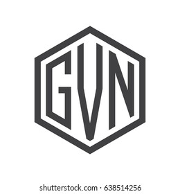 three-letter initials hexagon logo black