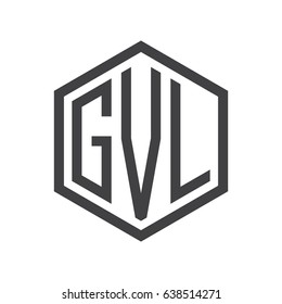 three-letter initials hexagon logo black