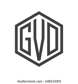 three-letter initials hexagon logo black