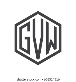 three-letter initials hexagon logo black