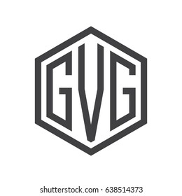 three-letter initials hexagon logo black