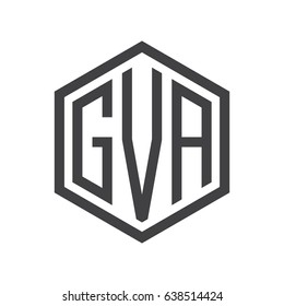three-letter initials hexagon logo black