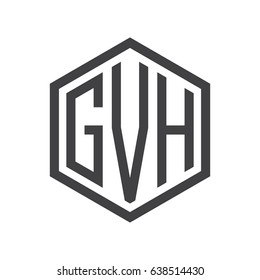 three-letter initials hexagon logo black