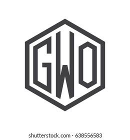 three-letter initials hexagon logo black