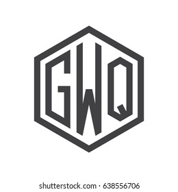 three-letter initials hexagon logo black