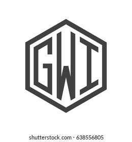 three-letter initials hexagon logo black