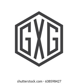 three-letter initials hexagon logo black