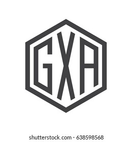 three-letter initials hexagon logo black
