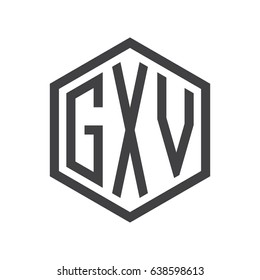 three-letter initials hexagon logo black