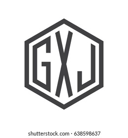 three-letter initials hexagon logo black