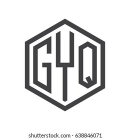 three-letter initials hexagon logo black