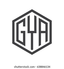 three-letter initials hexagon logo black
