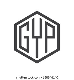 three-letter initials hexagon logo black