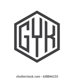 three-letter initials hexagon logo black
