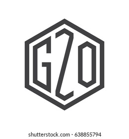 three-letter initials hexagon logo black