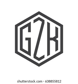 three-letter initials hexagon logo black