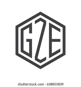 three-letter initials hexagon logo black