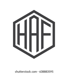 three-letter initials hexagon logo black