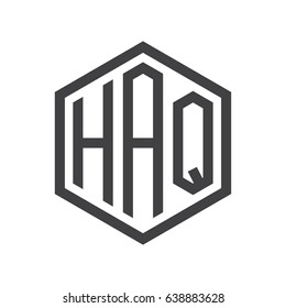 three-letter initials hexagon logo black