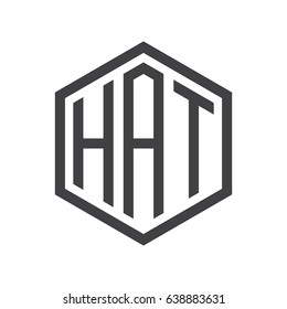 three-letter initials hexagon logo black