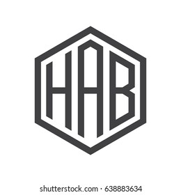 three-letter initials hexagon logo black
