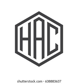 three-letter initials hexagon logo black