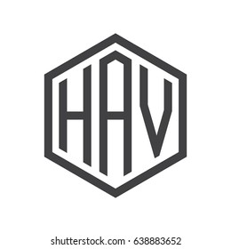 three-letter initials hexagon logo black