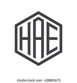 three-letter initials hexagon logo black