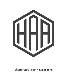 three-letter initials hexagon logo black